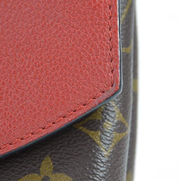 Auth LOUIS VUITTON Monogram Saint Placide Shoulder Bag Brown/Red - Picture 10 of 15